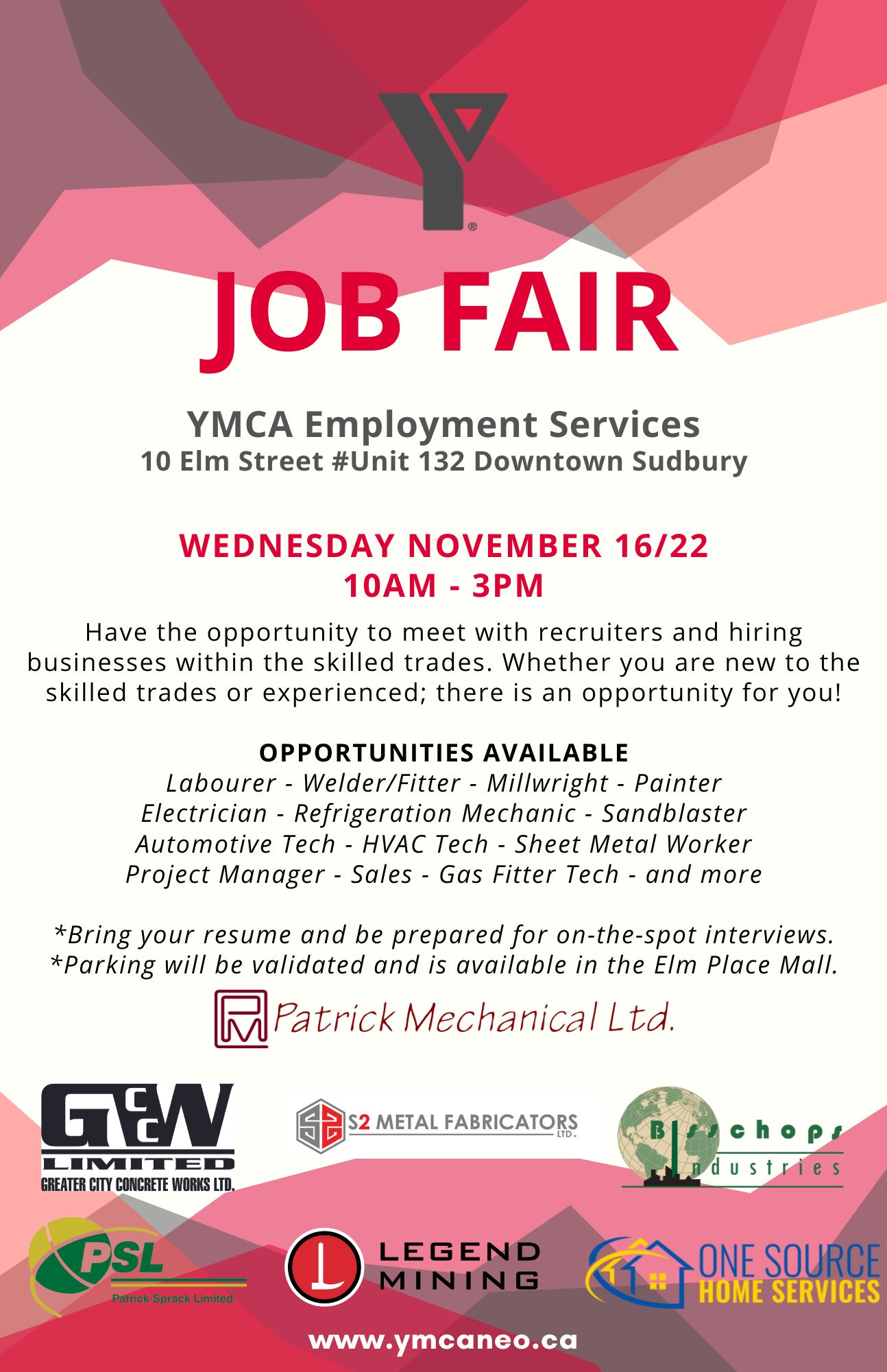 YMCA Job Fair - Nov 16