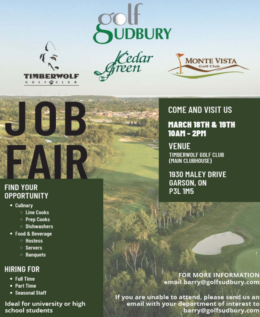 Golf Sudbury Job Fair, March 18-19!